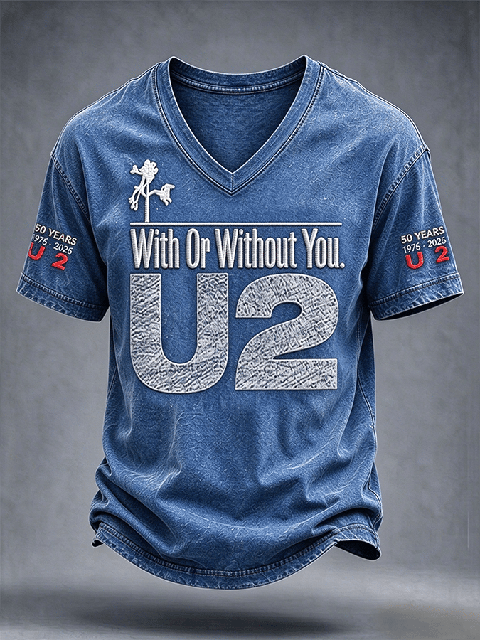 "With Or Without You" Music Lover Printed Short-Sleeve T-Shirt
