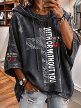 "With Or Without You" Music Lover's Comfortable Hooded Sweatshirt