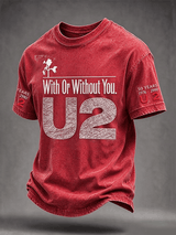 "With Or Without You" Music Lover Printed Short-Sleeve T-Shirt