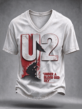"Under A Blood Red Sky" Music Lover Printed Short-Sleeve T-Shirt