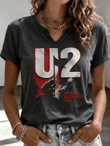 "Under A Blood Red Sky" Music Lover Printed Short-Sleeve T-Shirt