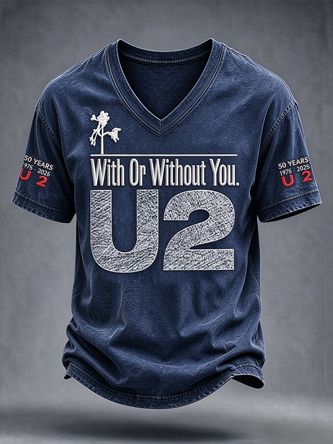 "With Or Without You" Music Lover Printed Short-Sleeve T-Shirt