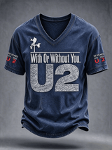 "With Or Without You" Music Lover Printed Short-Sleeve T-Shirt