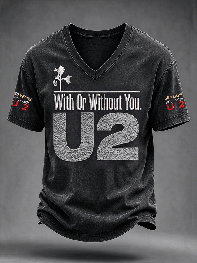 "With Or Without You" Music Lover Printed Short-Sleeve T-Shirt