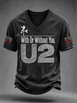 "With Or Without You" Music Lover Printed Short-Sleeve T-Shirt