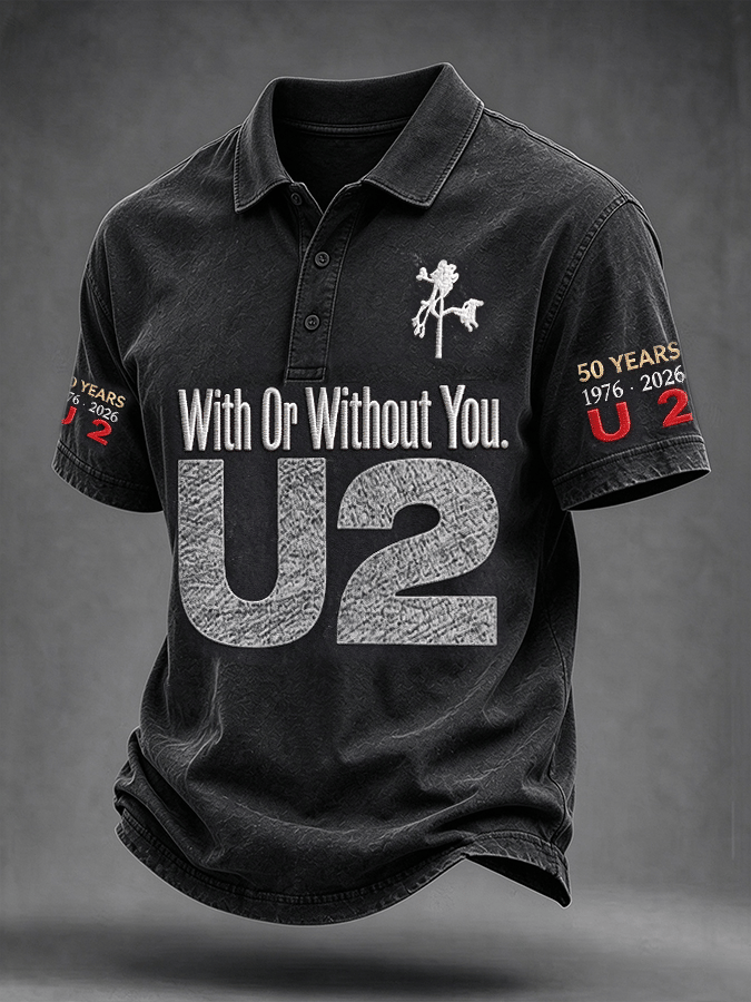 "With Or Without You" Music Lover Printed Short-Sleeve T-Shirt